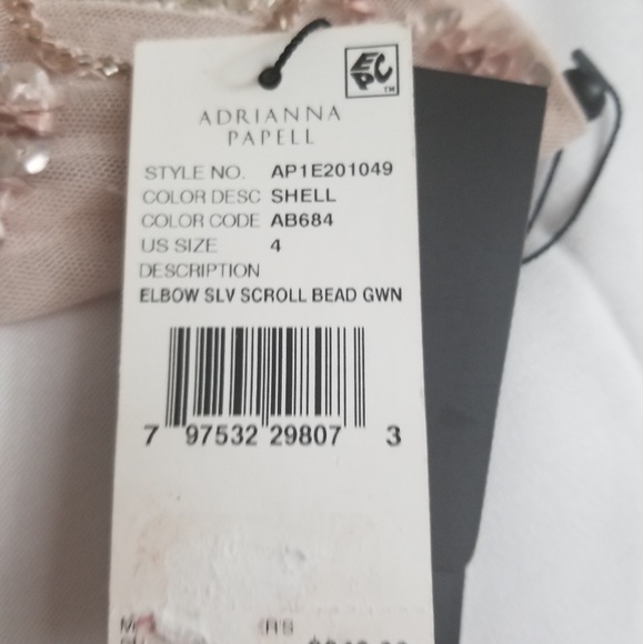 Adrianna Papell 3/4 Sleeve Beaded Floral Scroll - Picture 6 of 6